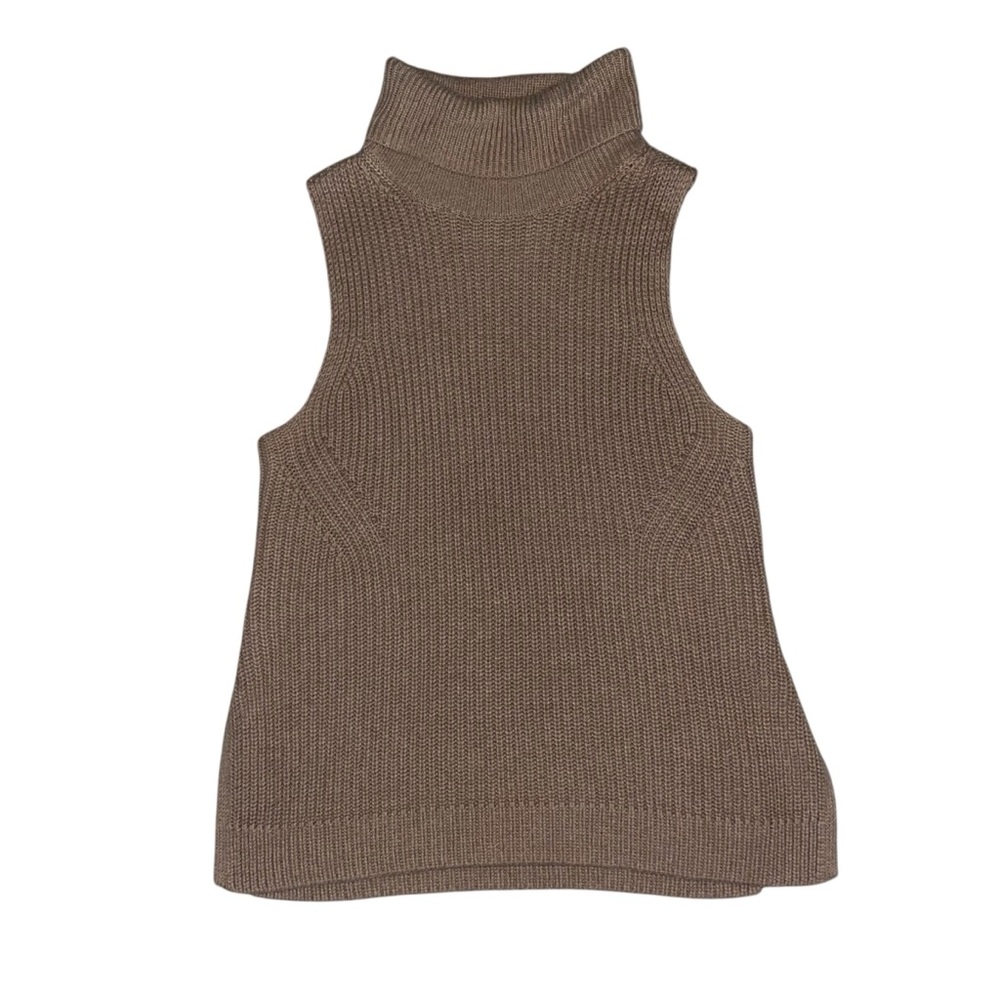 Abercrombie & Fitch Tan Knit Sleeveless Turtleneck Top